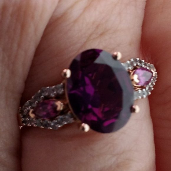 genuine grape garnets & pink sapphires, solid 10k rose gold, size 5.5 - Picture 11 of 12